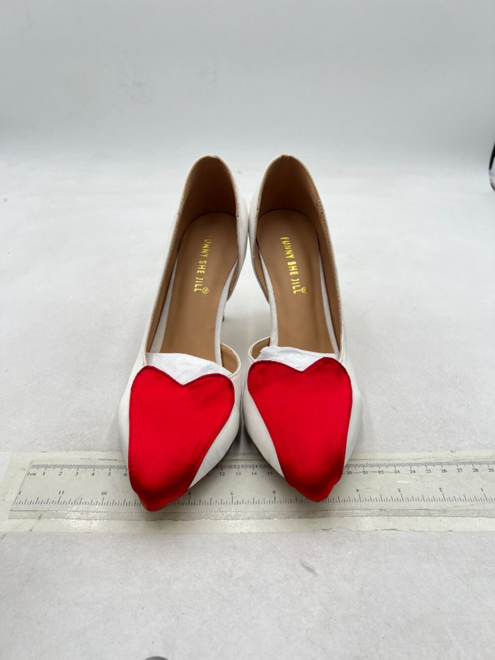 White/Red Women Basic Slip On D'Orsay Pumps High Heels Pointed Toe Office Shoes - Picture 2 of 7